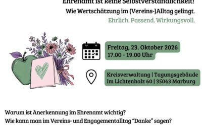 Herzliche Einladung zur Ehrenamtskonferenz am Fr, den 23.10.26 – Wie Wertschätzung im (Vereins-)Alltag gelingt!